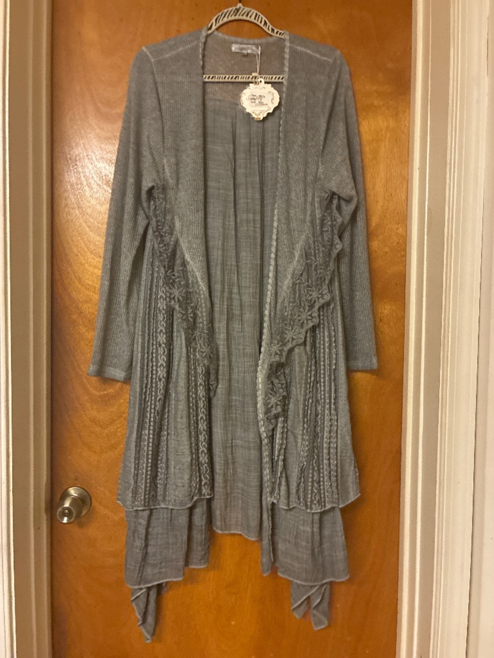 Simply Couture NWTGrey Lace Cardigan Lagenlook boho fairy